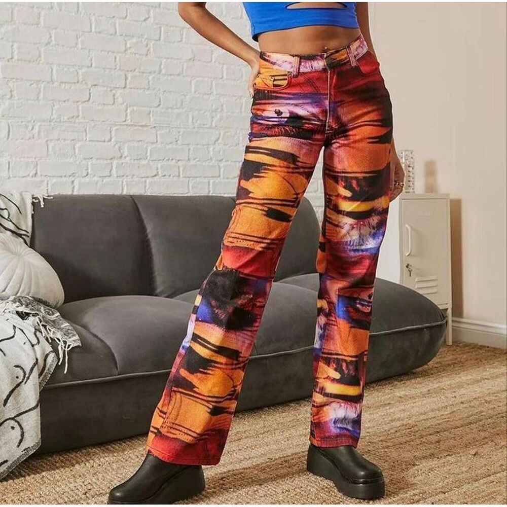 Revolve Jaded London Oracle Eye Print Boyfriend Fit Jeans 28